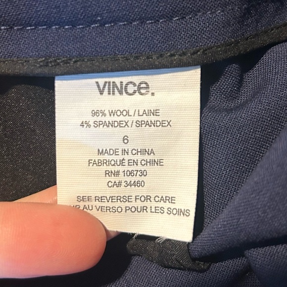 Vince Wool Navy & Royal Blue Stripe Trouser Pants Size 6 - Picture 11 of 11